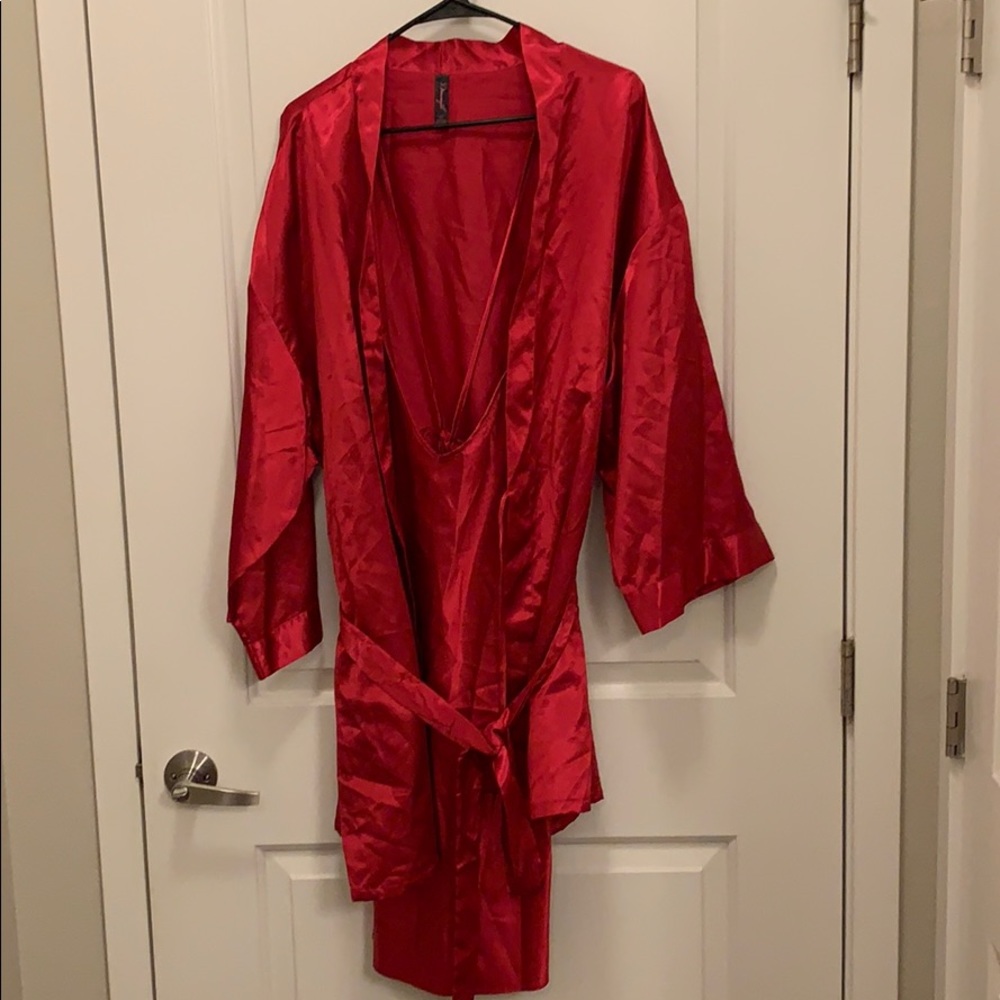 Dream girl: Sexy Red Robe with Slip